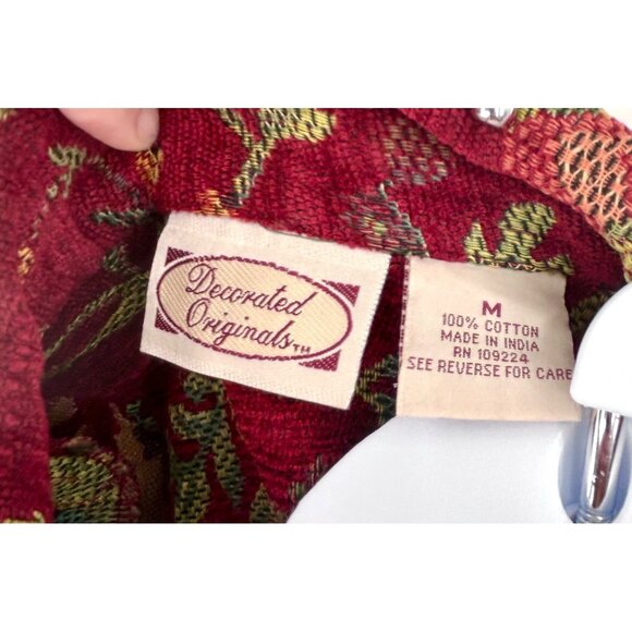 Vintage Decorated Originals Red Tapestry Jacquard Floral Print Jacket -  M - Picture 4 of 8